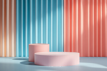 Poster - 3d render of podium with lighting platform made with generative AI