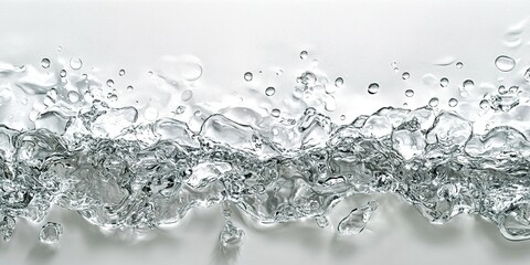 Poster - Water splashes with clear droplets creating dynamic movement in a clean, bright setting