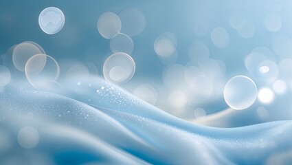 Poster - soft waves of blue fabric illuminated by gentle light create a tranquil atmosphere in a serene setti