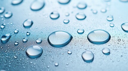 Wall Mural - mesmerizing macro photography, water droplets on a vibrant blue surface creating an abstract texture