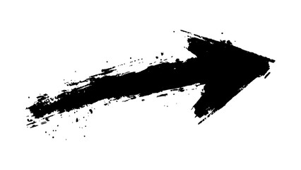 Poster - Abstract black grunge arrow on white background. Black arrow marker isolated with a hand-drawn effect on a white background.
