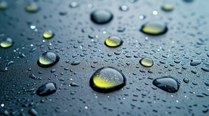 Wall Mural - mesmerizing macro, water droplets adhering to a surface, creating stunning visual display