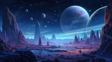 Outer space planet fantasy illustration background
