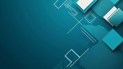 Poster - Abstract Geometric Teal: A clean and modern background with geometric shapes in shades of teal and white, creating a dynamic and visually appealing abstract design.
