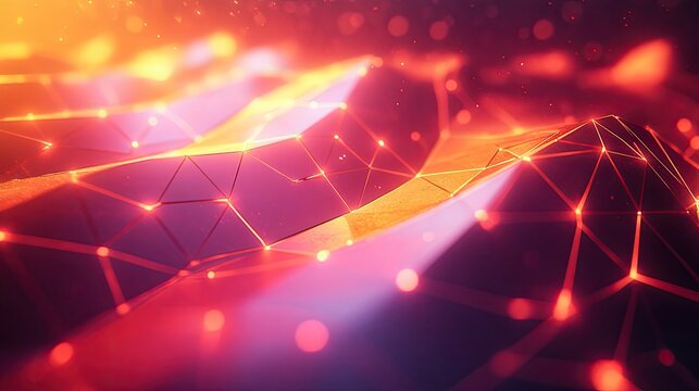 Abstract polygonal design, vibrant colors, dynamic movement, digital art, background image, for website or presentation