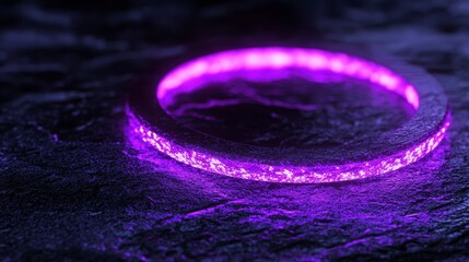 Aufkleber - Glowing purple ring on dark textured surface.