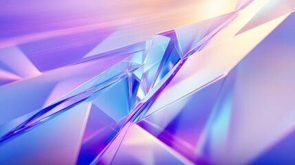 Leinwandbilder - Abstract iridescent geometric shapes, vibrant purple, blue, and pink hues, glass-like texture.