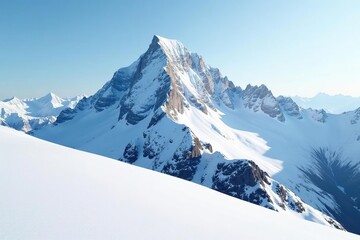 Wall Mural - snow-covered mountain peak, pristine white landscape , craggy, arctic