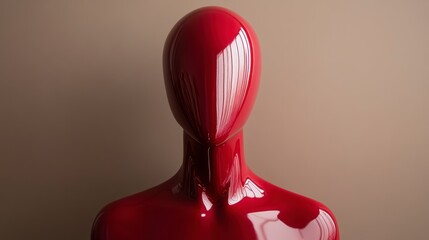 Aufkleber - Red mannequin head and shoulders against a neutral background.
