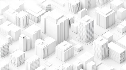 Poster - Isometric white city skyline, buildings, architecture, urban, modern, design.
