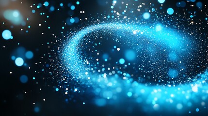 Abstract swirling blue light particles.