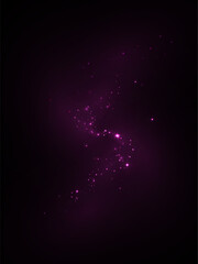 Leinwandbilder - The effect of bright glow of small particles of light dust on a black background. The visual impact of a fantasy spell.
