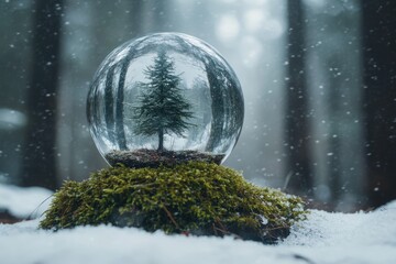 Wall Mural - snow globe tree