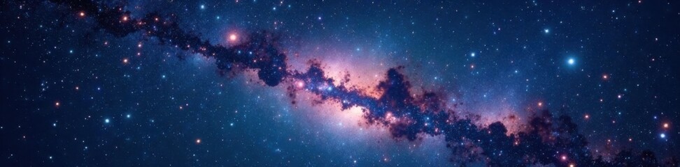milky way galaxy with glowing stars in dark space, galaxy, cosmos