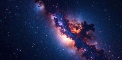 milky way galaxy with stars and planets against a black space background, milky way, cosmos