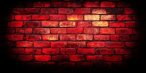 Poster - Distressed Red Brickwork Backdrop with Aged Texture and Dramatic Lighting