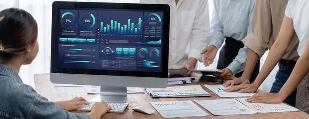 Leinwandbilder - Business data dashboard provide business intelligence analytic for marketing strategy planning brisk with big data set to analyze customer demands and foreseeing business future