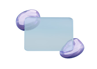 Fototapete - Modern abstract digital UI design with soft glassmorphism effect. A futuristic transparent interface element floating over a dark background with purple liquid shapes, ideal for web and app