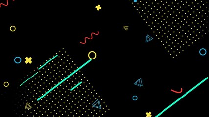 Poster - Geometric background and abstract designs with various colors are scattered in the background.