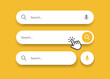 © Carkhe - Search Bar with suggestions for UI UX design and web site. Search Address and navigation bar icon. Collection of search form templates for websites. Search engine web browser window template