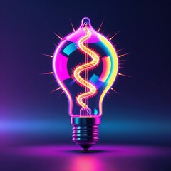 Poster - Colorful glowing light bulb design showcasing modern art and creativity in a vibrant atmosphere