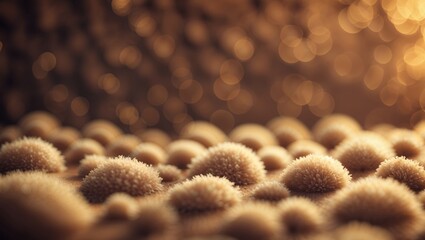 Poster - Detailed close-up of textured surface with small fuzzy formations captured in warm light highlighting their unique structure