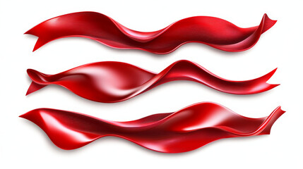 Poster - Set abstract vector banners with smooth shiny red waves