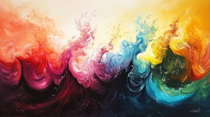 Leinwandbilder - Abstract colorful swirling paint texture background. (1)
