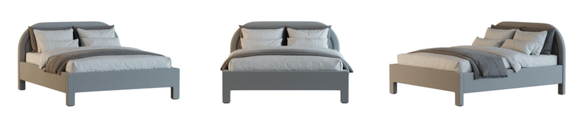 Aufkleber - Bed isolated on transparent background. 3D render.