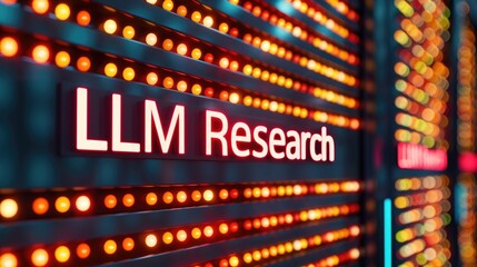 Poster - LLM Research Innovative Technology Displayed on a Futuristic LED Sign
