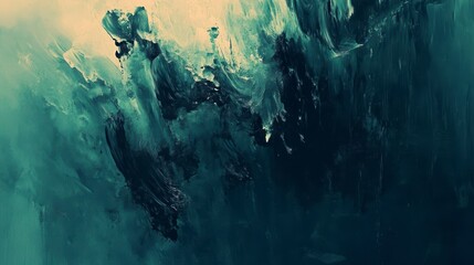 Aufkleber - Abstract teal and dark green swirling paint texture.