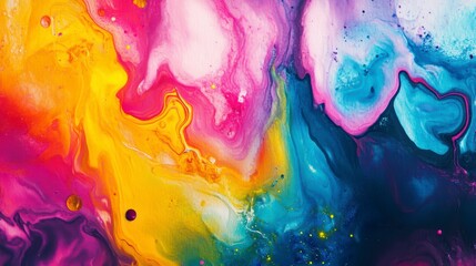 Poster - Vibrant abstract colorful swirls of paint create a dynamic, fluid artwork.