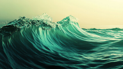 Poster - Abstract background with smooth shiny green waves