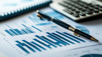 Poster - Financial Report Analysis, Charts, Graphs, and Pen