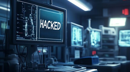 Poster - Cybersecurity Breach Alert Digital Screen Hacked System Data Security Network Technology Computer Screen Warning Message Digital Crime Internet Threat
