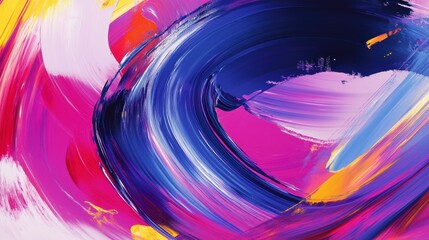 Poster - Abstract vibrant swirl painting with pink, blue, and yellow hues.