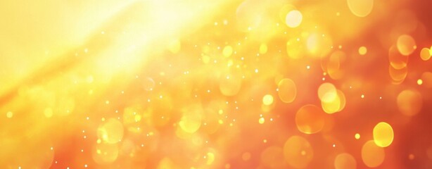 Fototapete - Abstract orange and yellow blurred background with bokeh lights. Background for a banner