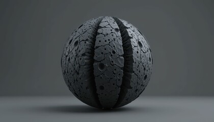 Poster - Textured Sphere with Unique Surface Patterns and Dark Appearance