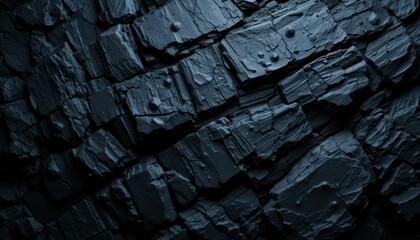 Poster - Dark Textured Surface of Charcoal Piece with Detailed Layers and Patterns