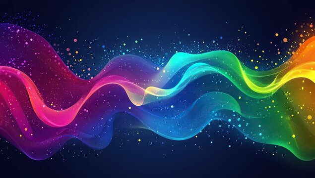 Colorful rainbow background with wavy dots and gradient in vector illustration style