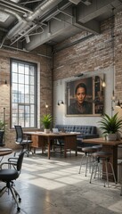 Poster - Modern Office Interior with Bright Natural Light and Stylish Decor
