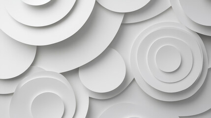 Poster - White circular cut paper layers background. Realistic 3d vector illustration bg of layered carton composition of rings, hole and shadow. Abstract gray geometric papercut minimal banner template.