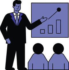Poster - Businessman Presenting Upward Trending Growth Chart to Colleagues