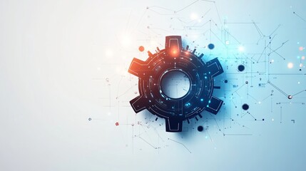 Poster - Abstract Technology Gear Digital Background Modern Futuristic Design Innovation Process Network System Engineering Gearwheel Mechanism Digital Art    