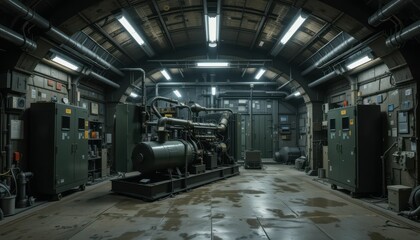 Poster - Industrial Interior of a Power Generation Facility with Machinery