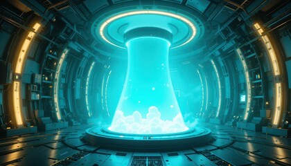 Poster - Futuristic Energy Portal in High-Tech Laboratory Environment