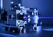 © Aliaksandr Barouski - High-tech laser equipment emitting a blue beam in a laboratory setting