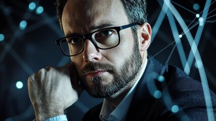 Poster - Expert discusses technology advancements and their impact on society in a modern setting