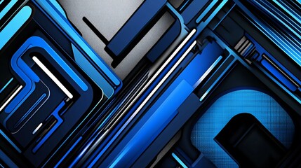 Poster - abstract blue geometric shapes modern design background digital art graphic resource technology vect
