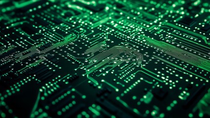 Poster - abstract green circuit board technology background digital electronic hightech pattern design modern